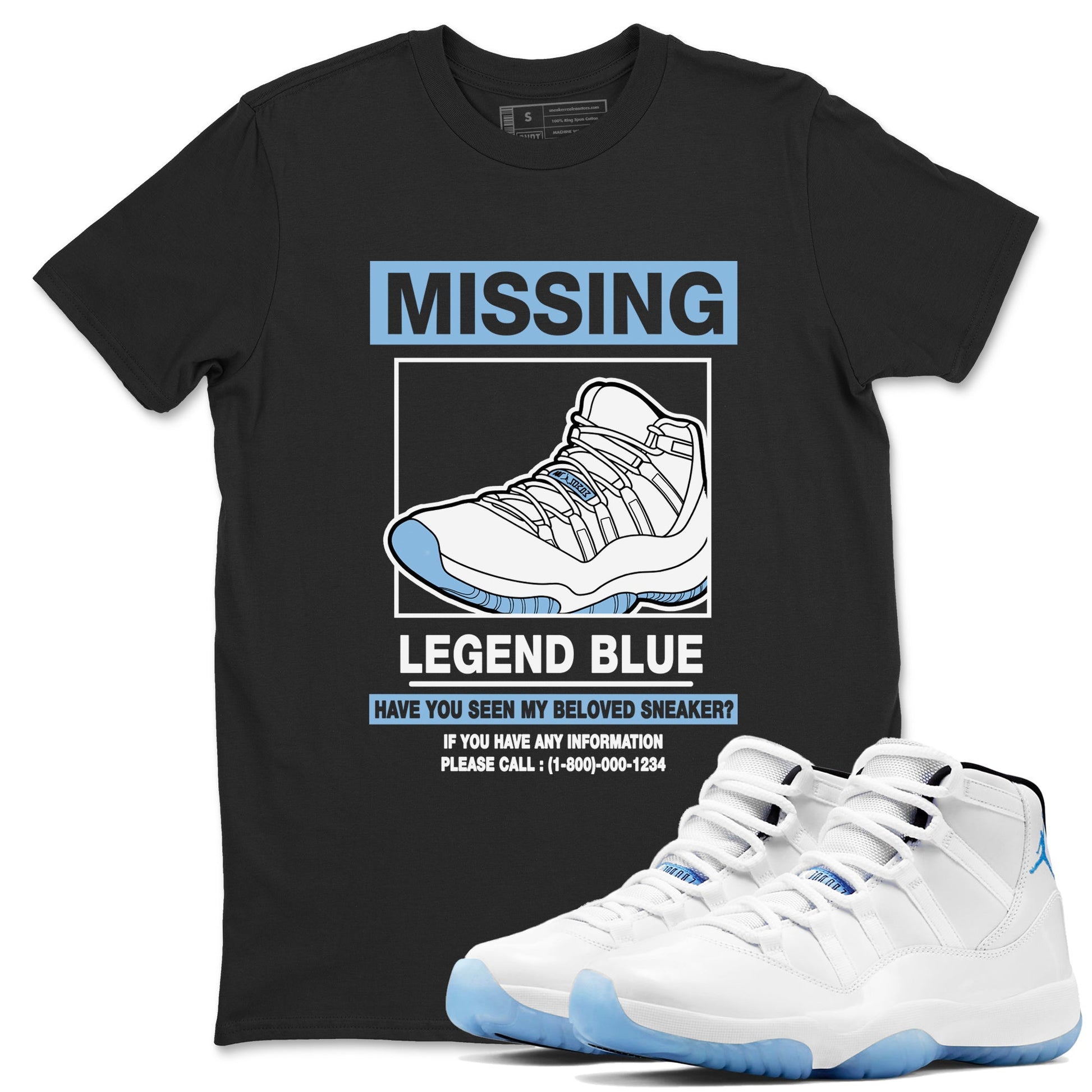 11s Legend Blue shirts to match jordans Missing Sneaker best t shirts to wear with jordans AJ11 Retro Legend Blue match shoes to clothes SNRT Sneaker Tees unisex cotton Black 1 shirts