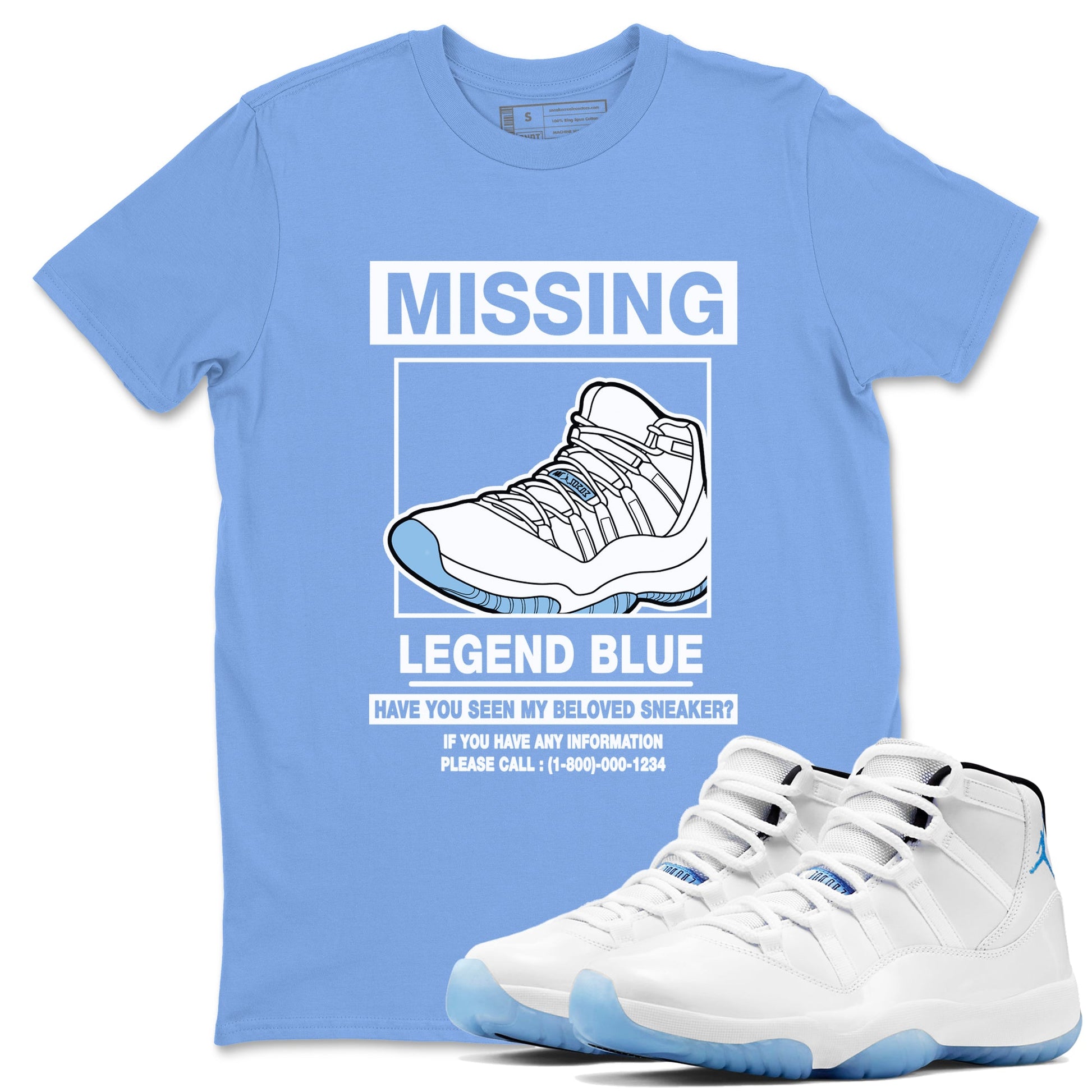 11s Legend Blue shirts to match jordans Missing Sneaker best t shirts to wear with jordans AJ11 Retro Legend Blue match shoes to clothes SNRT Sneaker Tees unisex cotton Carolina Blue 1 shirts