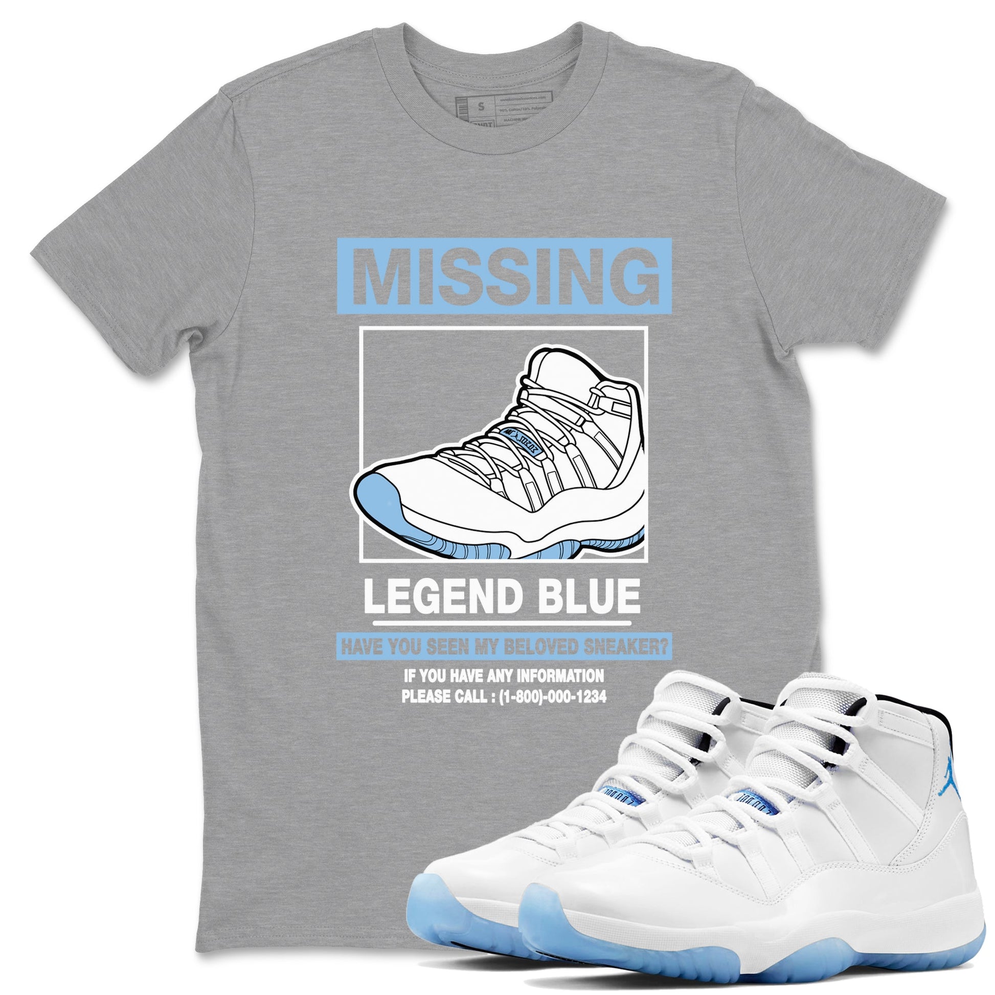 11s Legend Blue shirts to match jordans Missing Sneaker best t shirts to wear with jordans AJ11 Retro Legend Blue match shoes to clothes SNRT Sneaker Tees unisex cotton Heather Grey 1 shirts