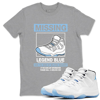 11s Legend Blue shirts to match jordans Missing Sneaker best t shirts to wear with jordans AJ11 Retro Legend Blue match shoes to clothes SNRT Sneaker Tees unisex cotton Heather Grey 1 shirts