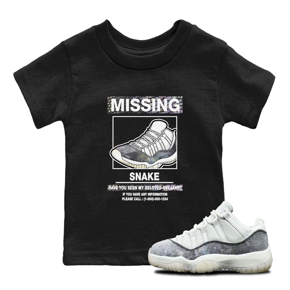 11s Year Of The Snake shirts to match jordans  Missing Sneaker shirts to match jordans Air Jordan 11 Retro Low Year Of The Snake match shoes to clothes SNRT Sneaker Tees Youth Baby Black 1 tee