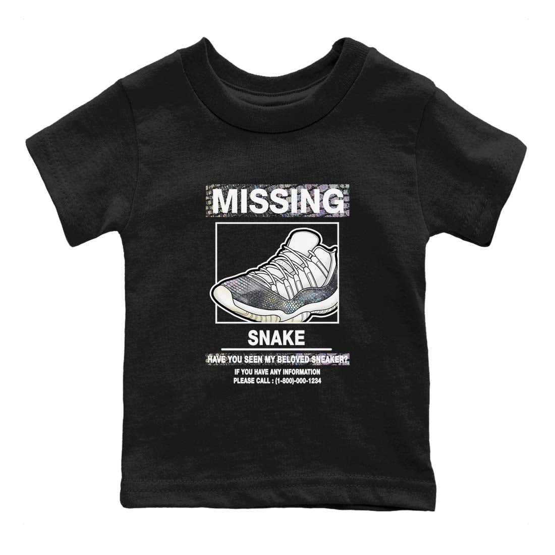 11s Year Of The Snake shirts to match jordans  Missing Sneaker shirts to match jordans Air Jordan 11 Retro Low Year Of The Snake match shoes to clothes SNRT Sneaker Tees Youth Baby Black 2 tee