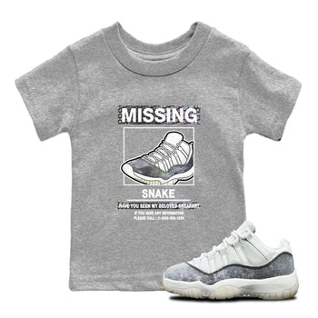 11s Year Of The Snake shirts to match jordans  Missing Sneaker shirts to match jordans Air Jordan 11 Retro Low Year Of The Snake match shoes to clothes SNRT Sneaker Tees Youth Baby Heather Grey 1 tee