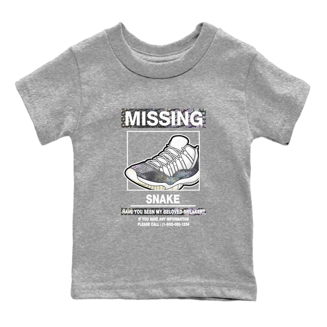11s Year Of The Snake shirts to match jordans  Missing Sneaker shirts to match jordans Air Jordan 11 Retro Low Year Of The Snake match shoes to clothes SNRT Sneaker Tees Youth Baby Heather Grey 2 tee