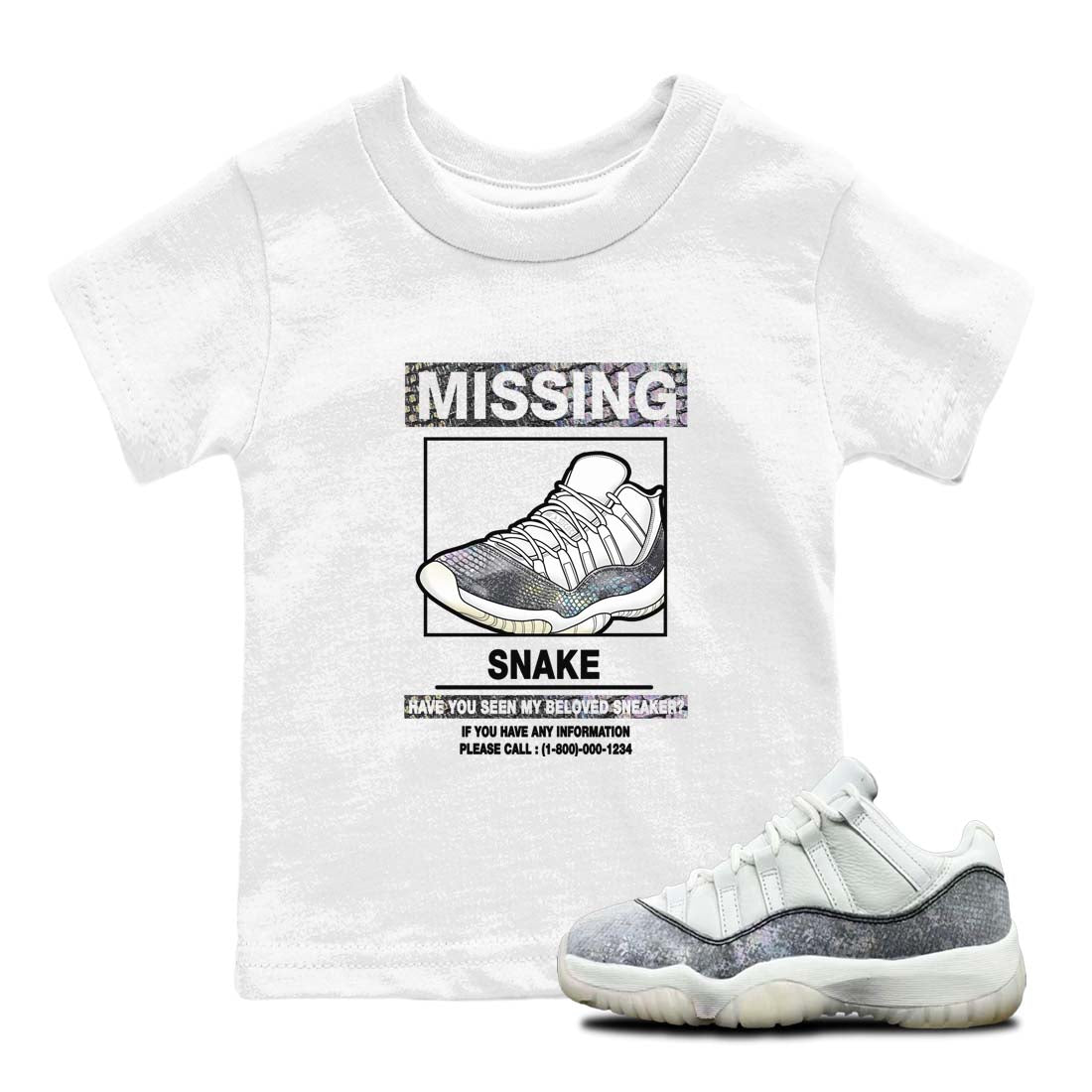 11s Year Of The Snake shirts to match jordans  Missing Sneaker shirts to match jordans Air Jordan 11 Retro Low Year Of The Snake match shoes to clothes SNRT Sneaker Tees Youth Baby White 1 tee
