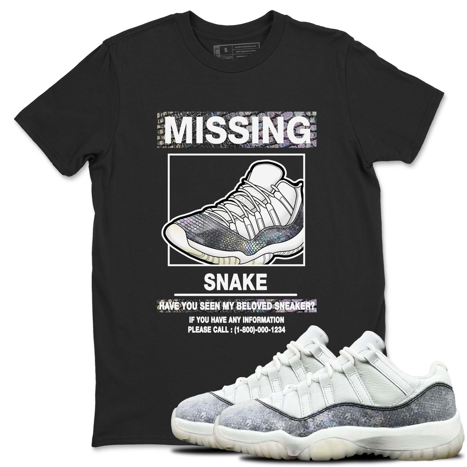 11s Year Of The Snake shirts to match jordans  Missing Sneaker shirts to match jordans Air Jordan 11 Retro Low Year Of The Snake match shoes to clothes SNRT Sneaker Tees unisex cotton Black 1 shirts