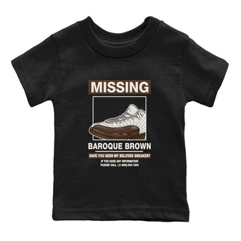AJ12 Baroque Brown shirts to match jordans Missing Sneaker best t shirts to wear with jordans SoleFly x Jordan 12 Baroque Brown match shoes to clothes SNRT Sneaker Tees Youth Baby Black 2 tee