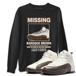 AJ12 Baroque Brown shirts to match jordans Missing Sneaker best t shirts to wear with jordans SoleFly x Jordan 12 Baroque Brown match shoes to clothes SNRT Sneaker Tees unisex cotton Black 1 shirts