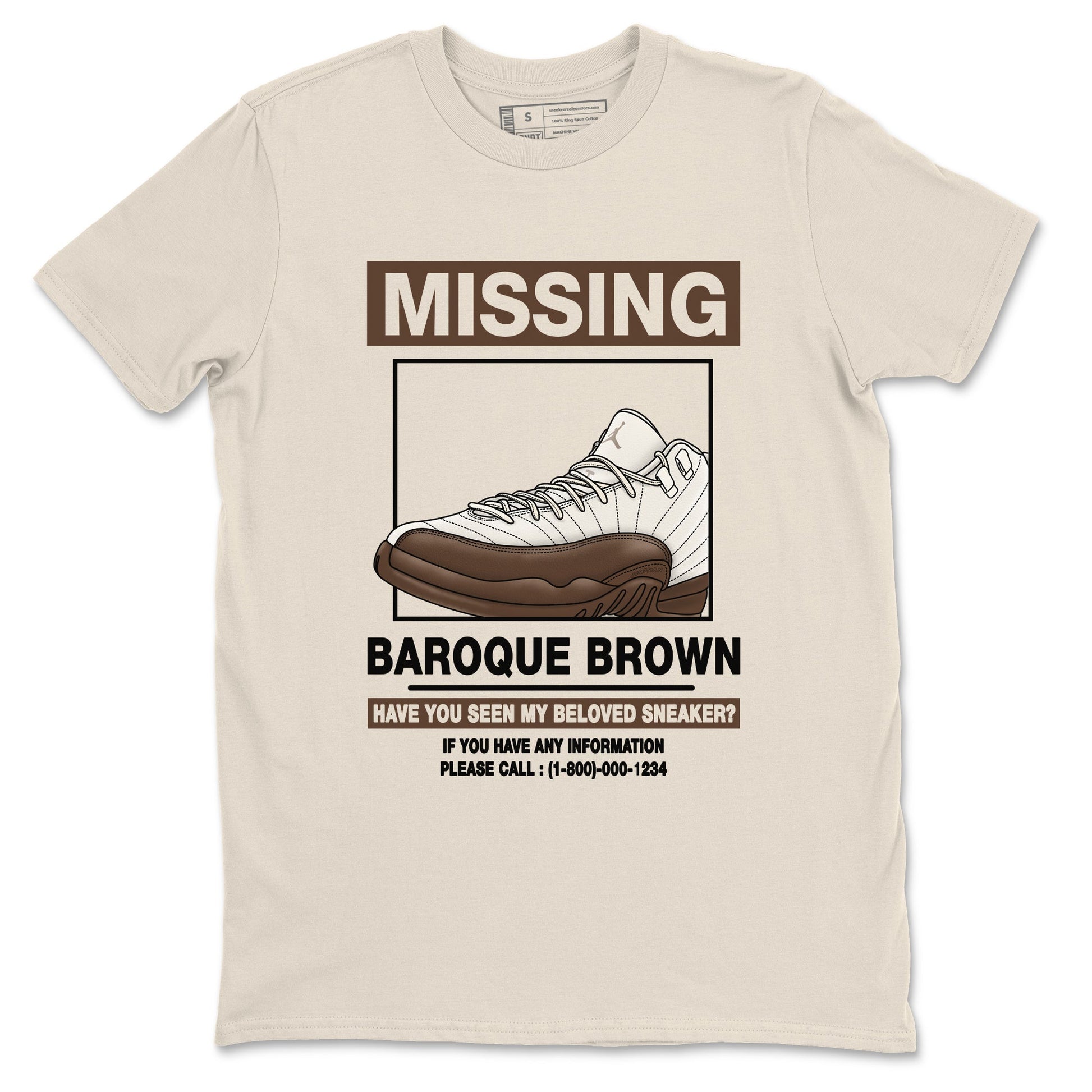 AJ12 Baroque Brown shirts to match jordans Missing Sneaker best t shirts to wear with jordans SoleFly x Jordan 12 Baroque Brown match shoes to clothes SNRT Sneaker Tees unisex cotton Natural 2 shirts