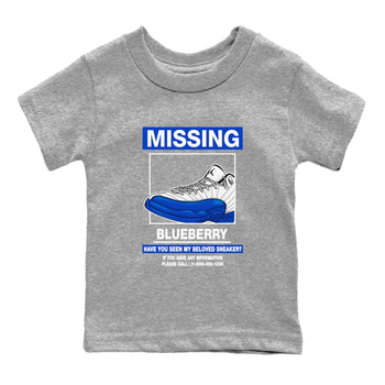 12s Blueberry shirts to match jordans Missing Sneaker best t shirts to wear with jordans AJ12 White and Game Royal match shoes to clothes SNRT Sneaker Tees Youth Baby Heather Grey 2 tee