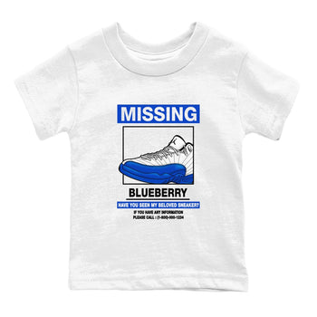 12s Blueberry shirts to match jordans Missing Sneaker best t shirts to wear with jordans AJ12 White and Game Royal match shoes to clothes SNRT Sneaker Tees Youth Baby White 2 tee