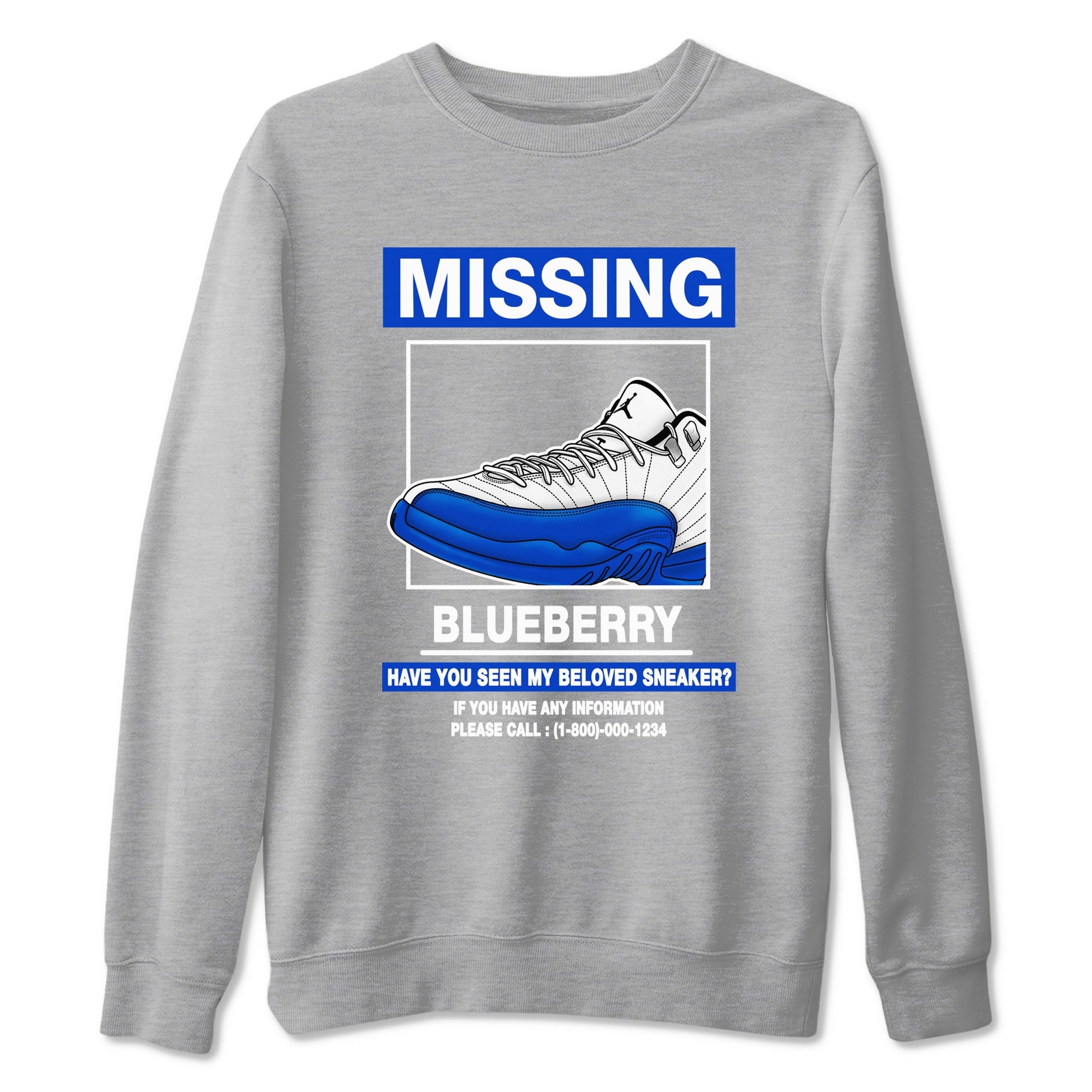 12s Blueberry shirts to match jordans Missing Sneaker best t shirts to wear with jordans AJ12 White and Game Royal match shoes to clothes SNRT Sneaker Tees unisex cotton Heather Grey 2 shirts