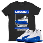 12s Blueberry shirts to match jordans Missing Sneaker best t shirts to wear with jordans AJ12 White and Game Royal match shoes to clothes SNRT Sneaker Tees unisex cotton Black 1 shirts