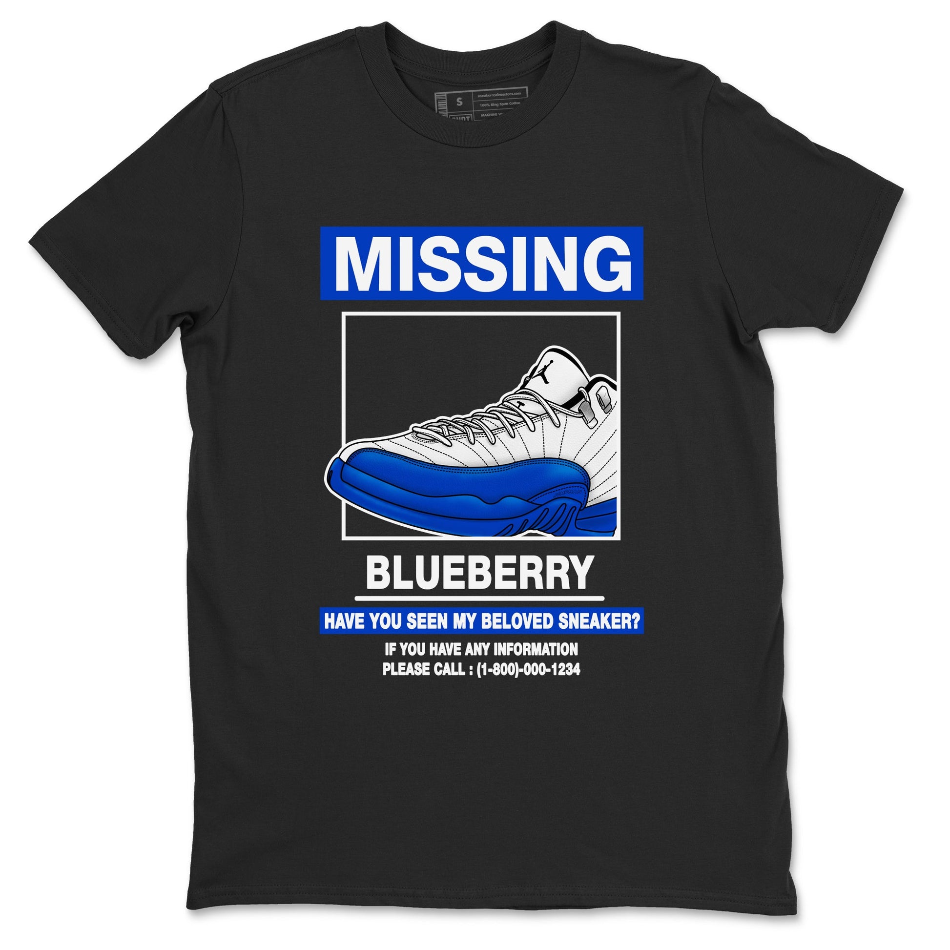 12s Blueberry shirts to match jordans Missing Sneaker best t shirts to wear with jordans AJ12 White and Game Royal match shoes to clothes SNRT Sneaker Tees unisex cotton Black 2 shirts