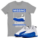 12s Blueberry shirts to match jordans Missing Sneaker best t shirts to wear with jordans AJ12 White and Game Royal match shoes to clothes SNRT Sneaker Tees unisex cotton Heather Grey 1 shirts