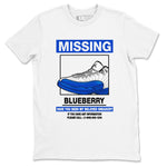 12s Blueberry shirts to match jordans Missing Sneaker best t shirts to wear with jordans AJ12 White and Game Royal match shoes to clothes SNRT Sneaker Tees unisex cotton White 2 shirts