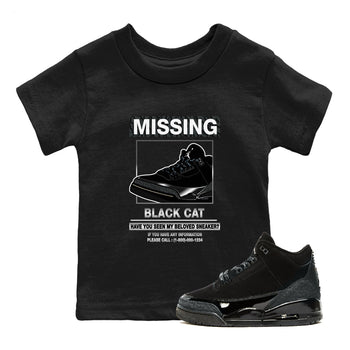 3s Black Cat shirts to match jordans Missing Sneaker sneaker match tees Air Jordan 3 Retro Black Cat match shoes to clothes SNRT Sneaker Tees Youth Baby Black 1 tee