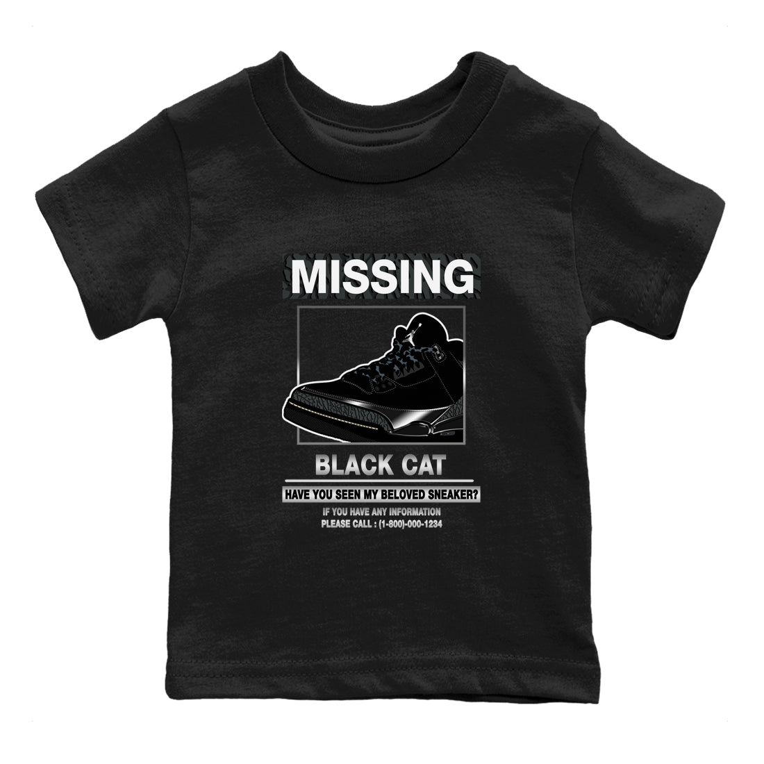 3s Black Cat shirts to match jordans Missing Sneaker sneaker match tees Air Jordan 3 Retro Black Cat match shoes to clothes SNRT Sneaker Tees Youth Baby Black 2 tee