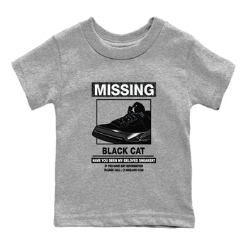 3s Black Cat shirts to match jordans Missing Sneaker sneaker match tees Air Jordan 3 Retro Black Cat match shoes to clothes SNRT Sneaker Tees Youth Baby Heather Grey 2 tee