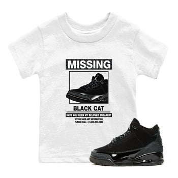3s Black Cat shirts to match jordans Missing Sneaker sneaker match tees Air Jordan 3 Retro Black Cat match shoes to clothes SNRT Sneaker Tees Youth Baby White 1 tee