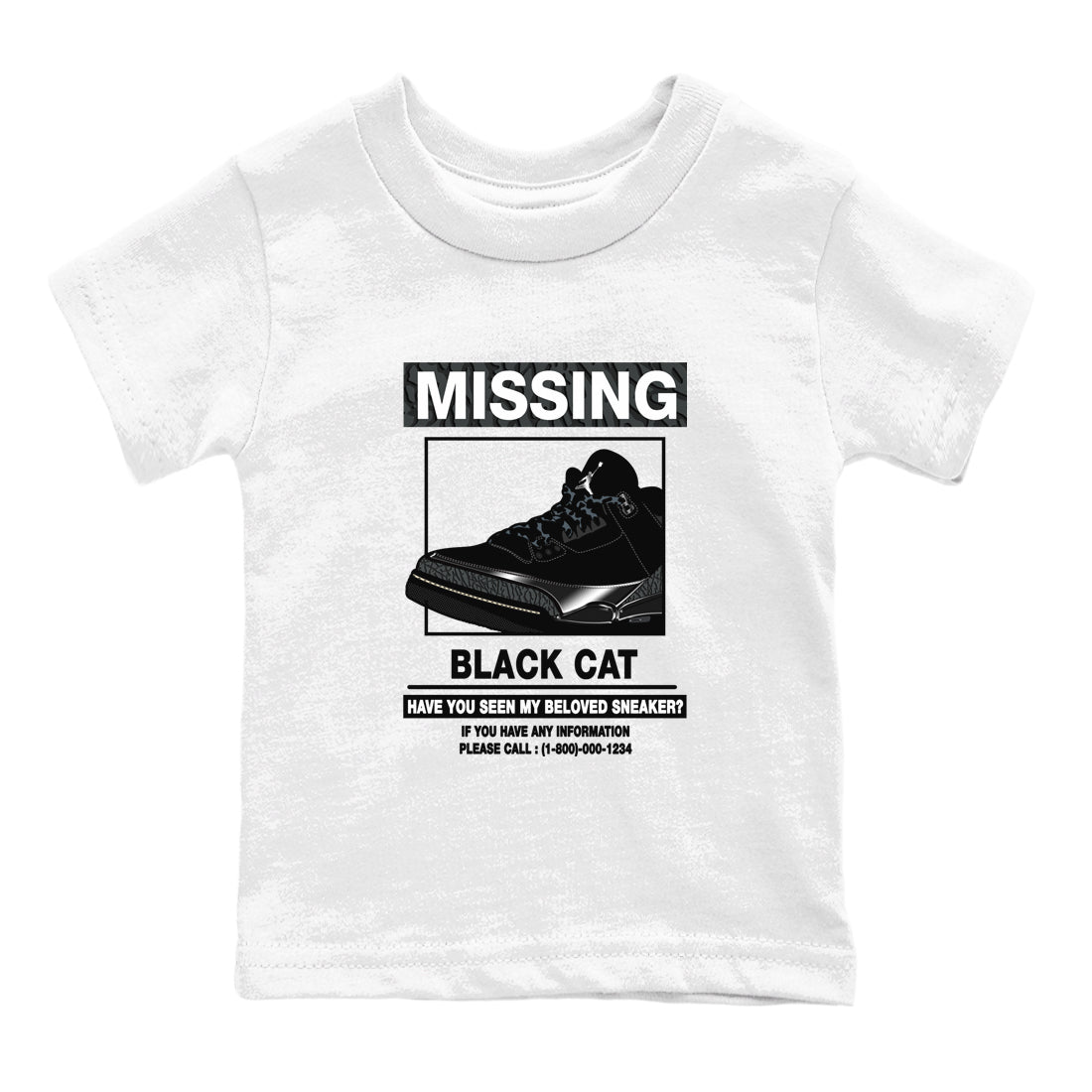 3s Black Cat shirts to match jordans Missing Sneaker sneaker match tees Air Jordan 3 Retro Black Cat match shoes to clothes SNRT Sneaker Tees Youth Baby White 2 tee