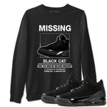 3s Black Cat shirts to match jordans Missing Sneaker sneaker match tees Air Jordan 3 Retro Black Cat match shoes to clothes SNRT Sneaker Tees unisex cotton Black 1 shirts