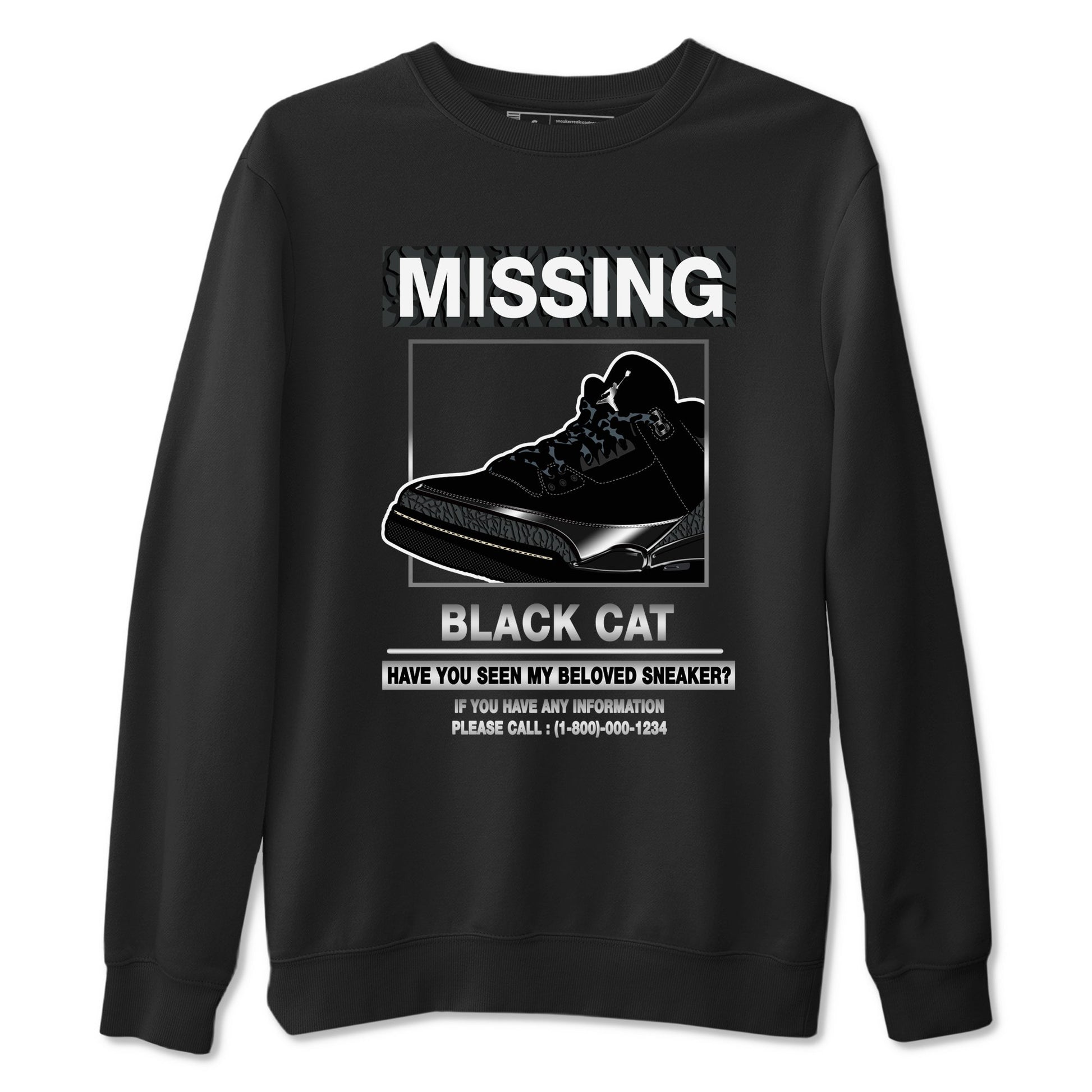 3s Black Cat shirts to match jordans Missing Sneaker sneaker match tees Air Jordan 3 Retro Black Cat match shoes to clothes SNRT Sneaker Tees unisex cotton Black 2 shirts