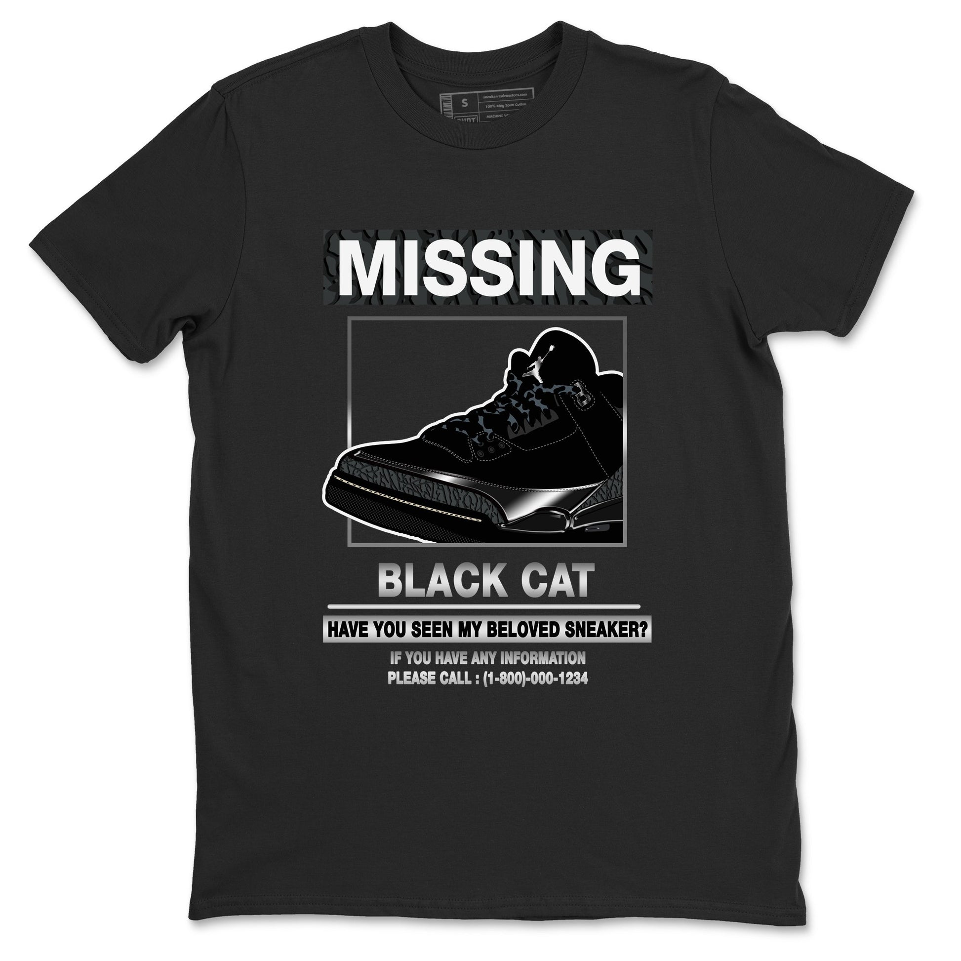 3s Black Cat shirts to match jordans Missing Sneaker sneaker match tees Air Jordan 3 Retro Black Cat match shoes to clothes SNRT Sneaker Tees unisex cotton Black 2 shirts