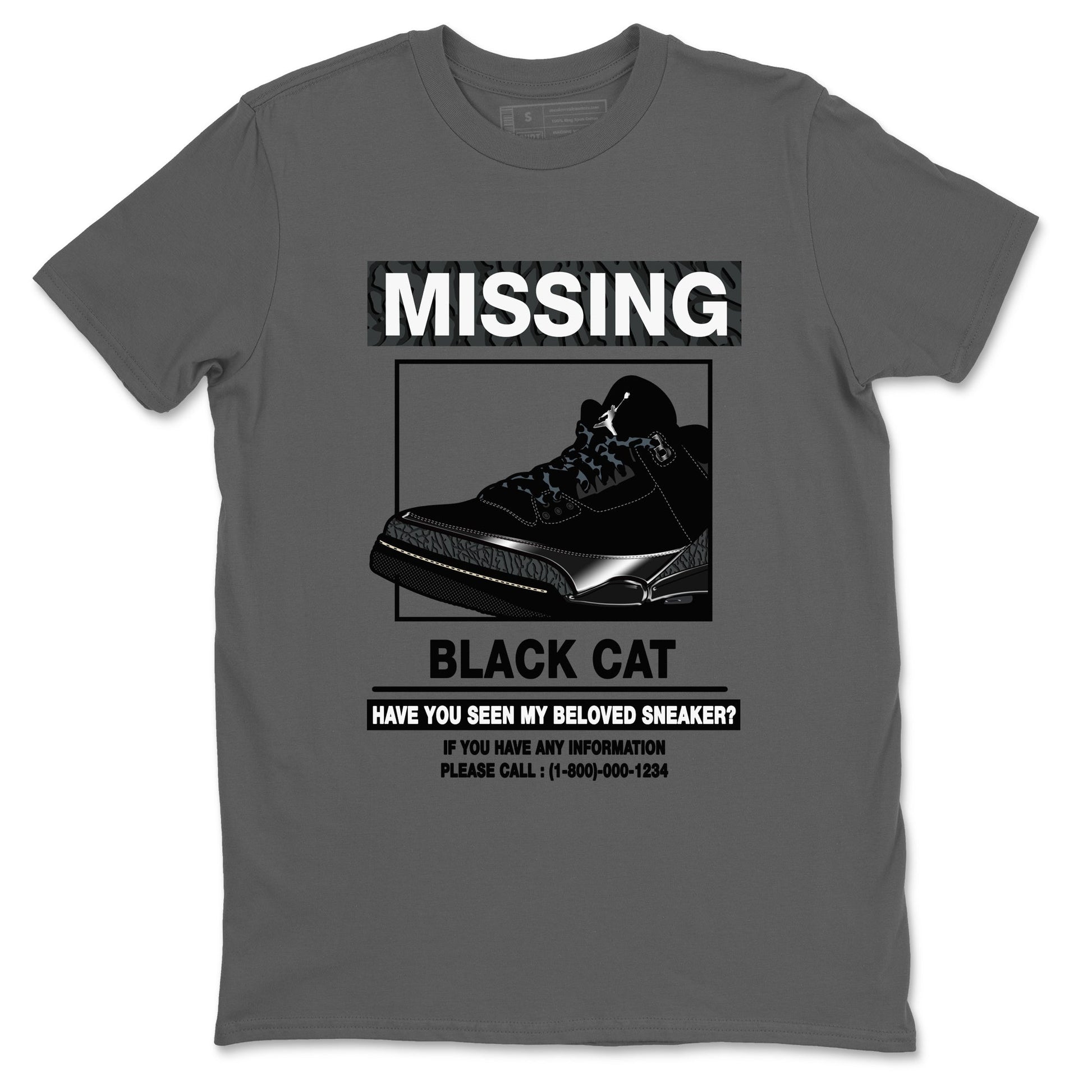 3s Black Cat shirts to match jordans Missing Sneaker sneaker match tees Air Jordan 3 Retro Black Cat match shoes to clothes SNRT Sneaker Tees unisex cotton Cool Grey 2 shirts