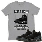 3s Black Cat shirts to match jordans Missing Sneaker sneaker match tees Air Jordan 3 Retro Black Cat match shoes to clothes SNRT Sneaker Tees unisex cotton Heather Grey 1 shirts