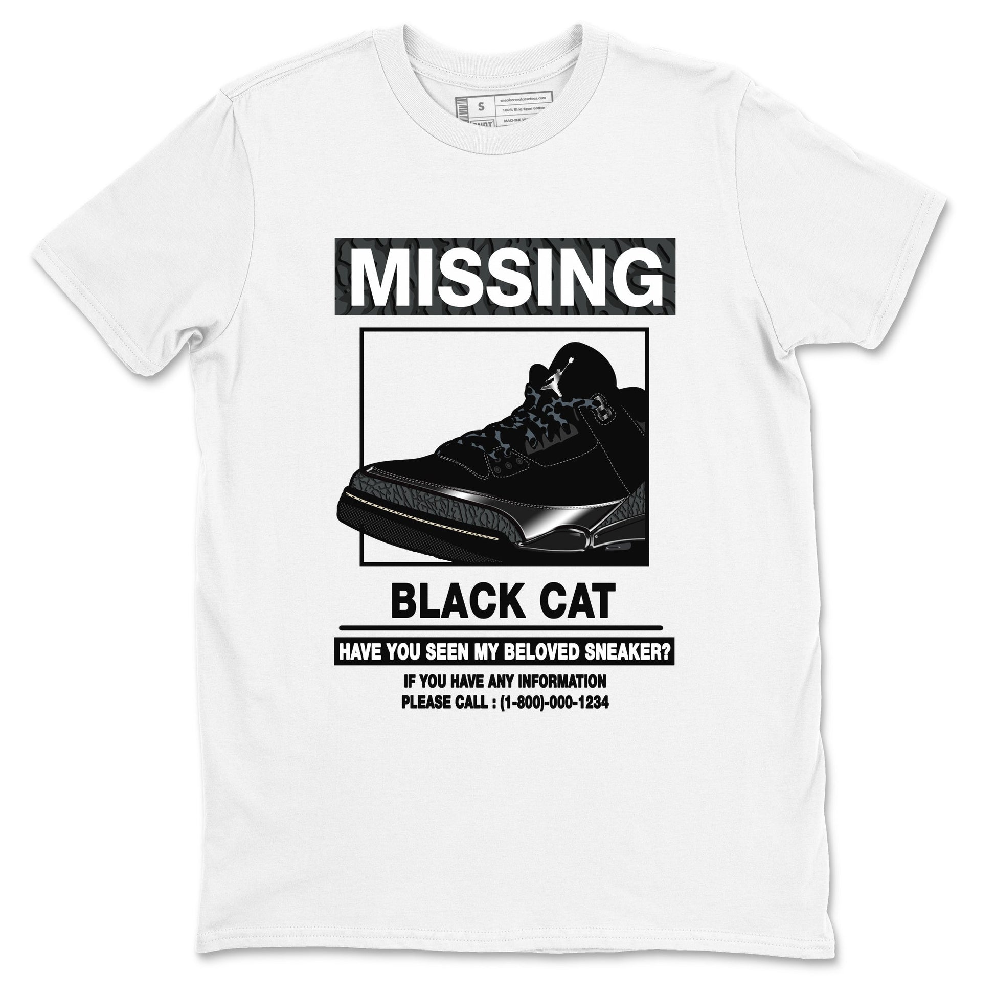 3s Black Cat shirts to match jordans Missing Sneaker sneaker match tees Air Jordan 3 Retro Black Cat match shoes to clothes SNRT Sneaker Tees unisex cotton White 2 shirts