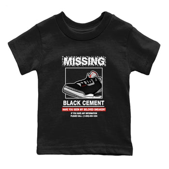 3s Black Cement shirts to match jordans Missing Sneaker sneaker match tees Air Jordan 3 Retro OG Black Cement match shoes to clothes SNRT Sneaker Tees Youth Baby Black 2 tee