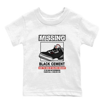 3s Black Cement shirts to match jordans Missing Sneaker sneaker match tees Air Jordan 3 Retro OG Black Cement match shoes to clothes SNRT Sneaker Tees Youth Baby White 2 tee