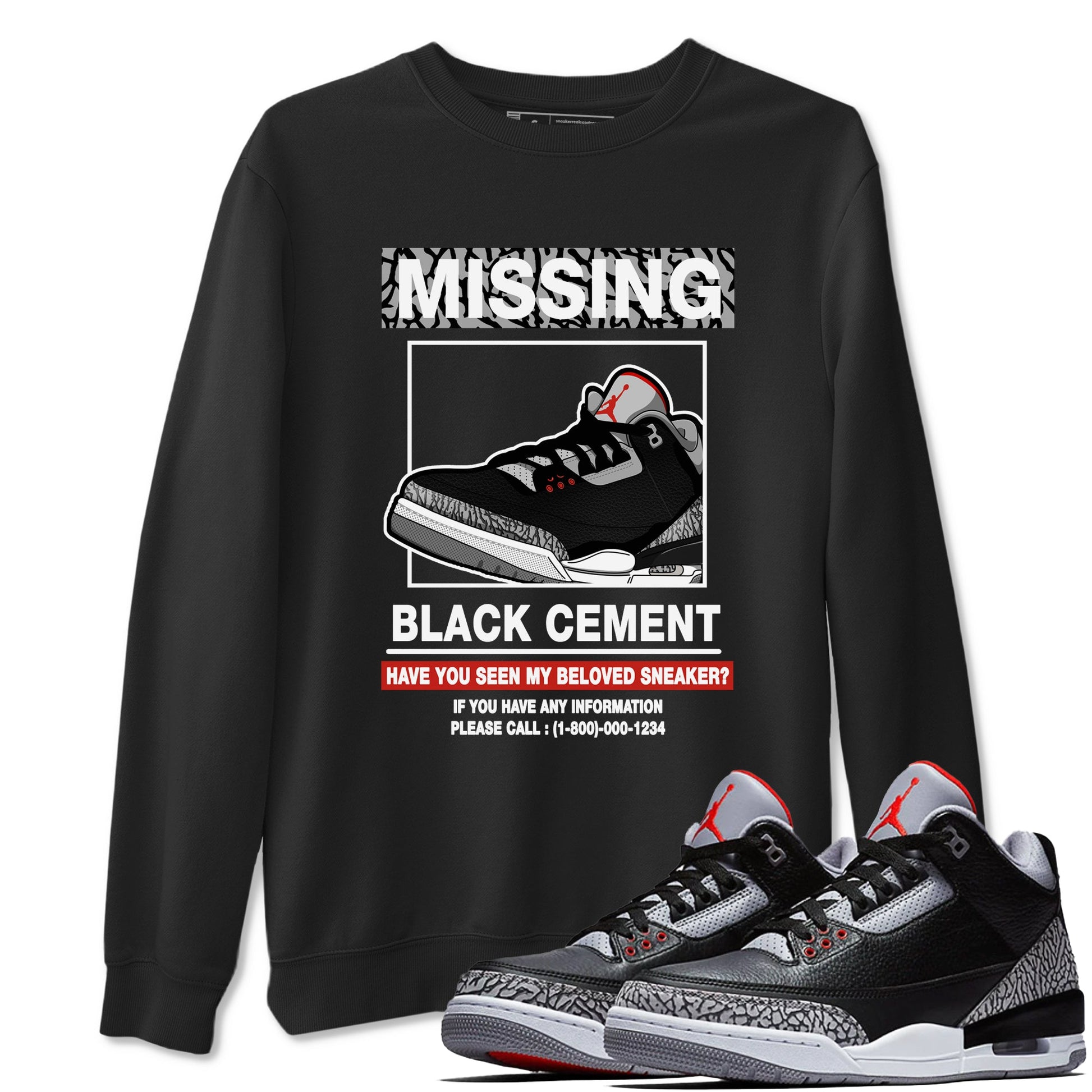 3s Black Cement shirts to match jordans Missing Sneaker sneaker match tees Air Jordan 3 Retro OG Black Cement match shoes to clothes SNRT Sneaker Tees unisex cotton Black 1 shirts