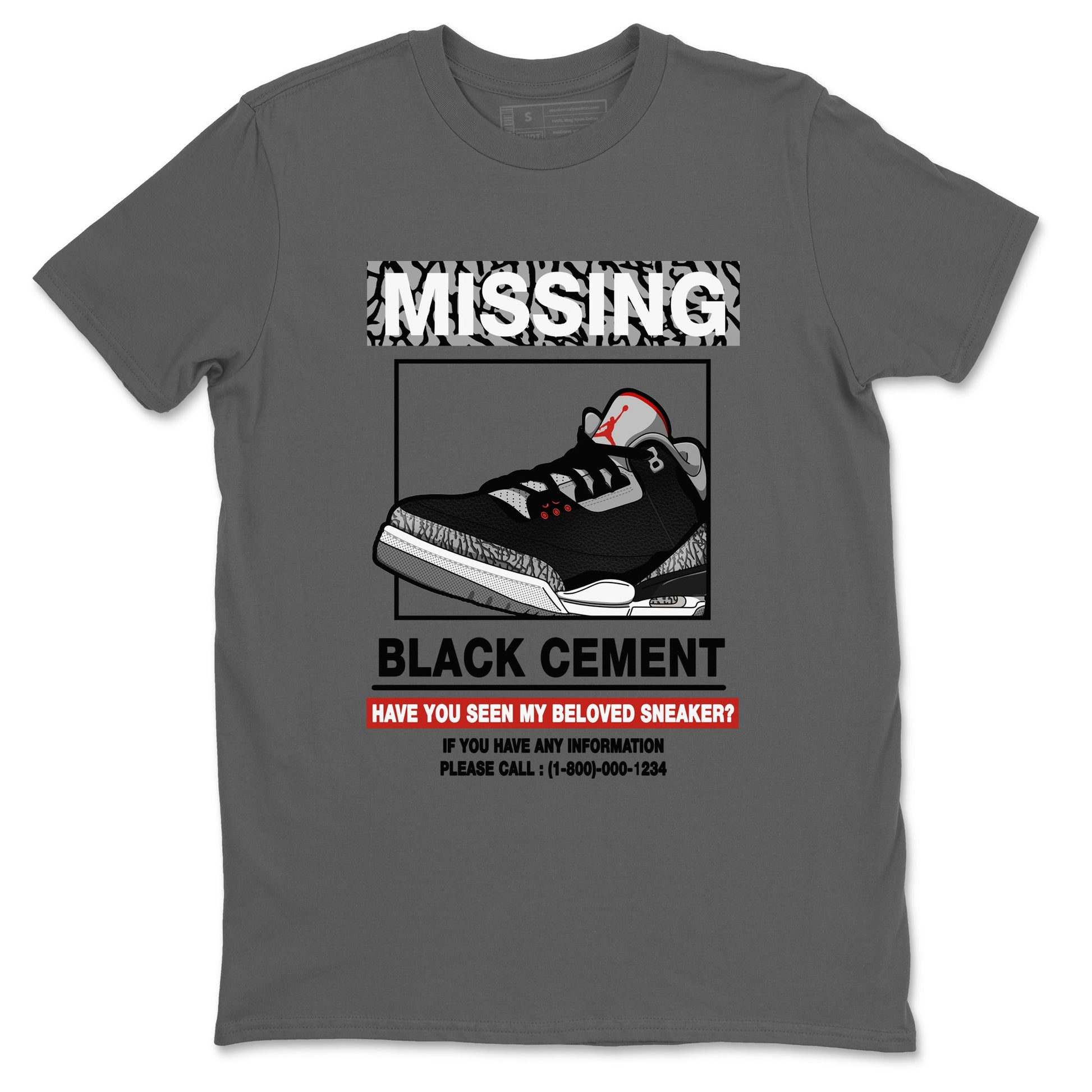 3s Black Cement shirts to match jordans Missing Sneaker sneaker match tees Air Jordan 3 Retro OG Black Cement match shoes to clothes SNRT Sneaker Tees unisex cotton Cool Grey 2 shirts