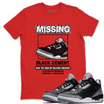 3s Black Cement shirts to match jordans Missing Sneaker sneaker match tees Air Jordan 3 Retro OG Black Cement match shoes to clothes SNRT Sneaker Tees unisex cotton Red 1 shirts