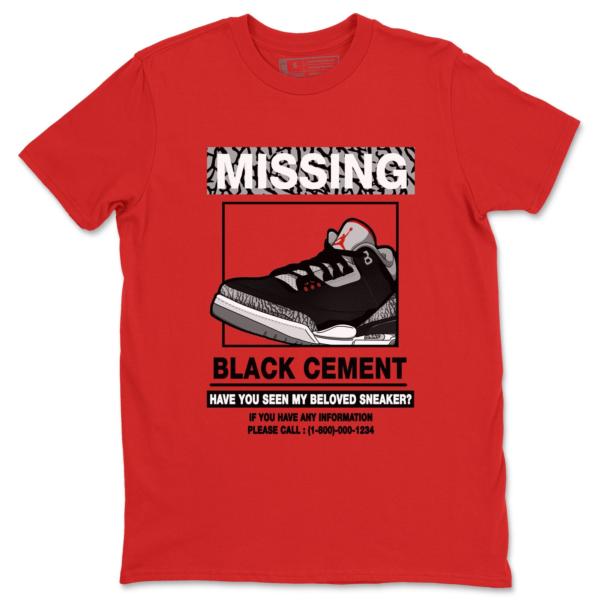 3s Black Cement shirts to match jordans Missing Sneaker sneaker match tees Air Jordan 3 Retro OG Black Cement match shoes to clothes SNRT Sneaker Tees unisex cotton Red 2 shirts