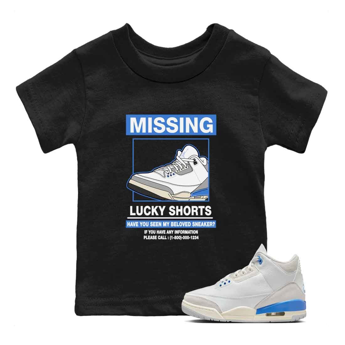 3s Lucky Shorts shirts to match jordans Missing Sneaker best t shirts to wear with jordans Air Jordan 3 Lucky Shorts match shoes to clothes SNRT Sneaker Tees Youth Baby Black 1 tee