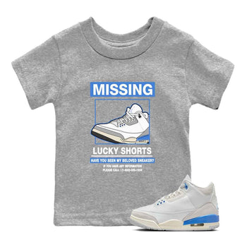 3s Lucky Shorts shirts to match jordans Missing Sneaker best t shirts to wear with jordans Air Jordan 3 Lucky Shorts match shoes to clothes SNRT Sneaker Tees Youth Baby Heather Grey 1 tee