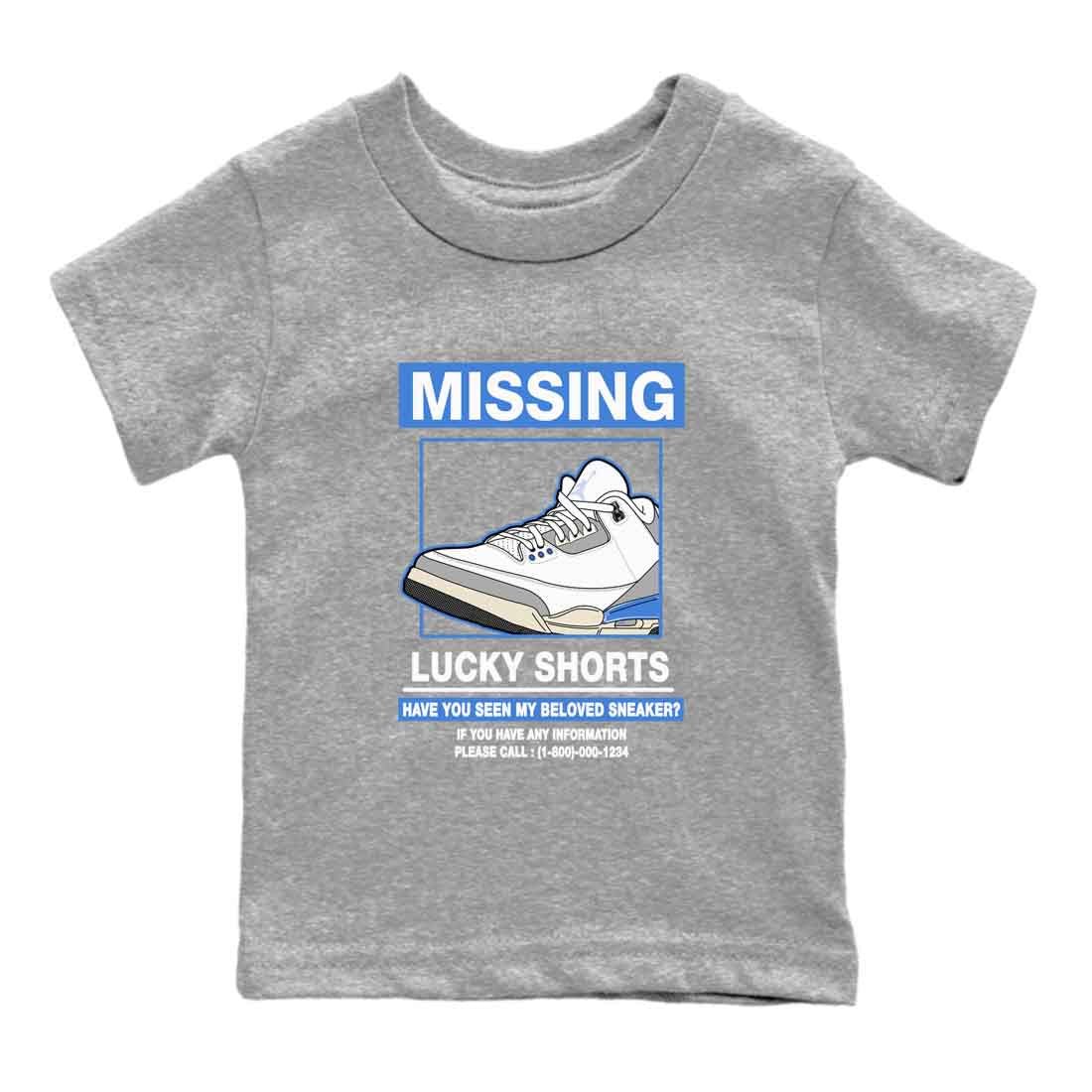 3s Lucky Shorts shirts to match jordans Missing Sneaker best t shirts to wear with jordans Air Jordan 3 Lucky Shorts match shoes to clothes SNRT Sneaker Tees Youth Baby Heather Grey 2 tee