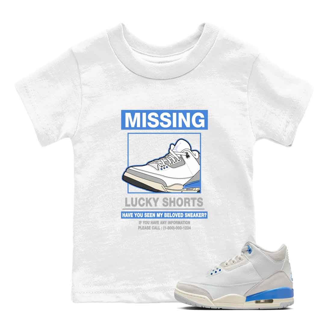 3s Lucky Shorts shirts to match jordans Missing Sneaker best t shirts to wear with jordans Air Jordan 3 Lucky Shorts match shoes to clothes SNRT Sneaker Tees Youth Baby White 1 tee