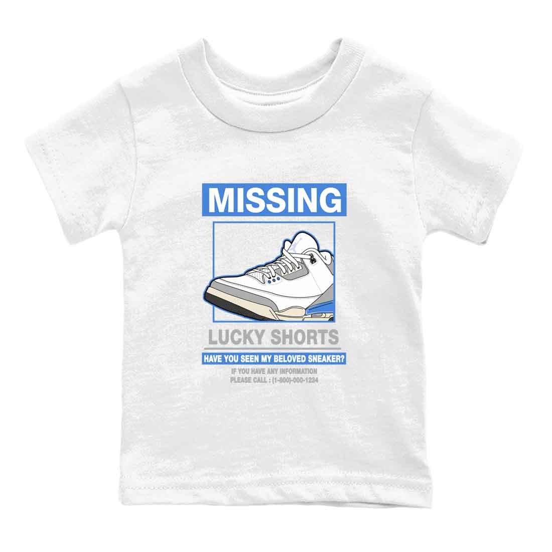3s Lucky Shorts shirts to match jordans Missing Sneaker best t shirts to wear with jordans Air Jordan 3 Lucky Shorts match shoes to clothes SNRT Sneaker Tees Youth Baby White 2 tee