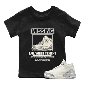 3s Sail and Cement Grey shirts to match jordans Missing Sneaker sneaker match tees Air Jordan 3 Retro Sail and Cement Grey match shoes to clothes SNRT Sneaker Tees Youth Baby Black 1 tee