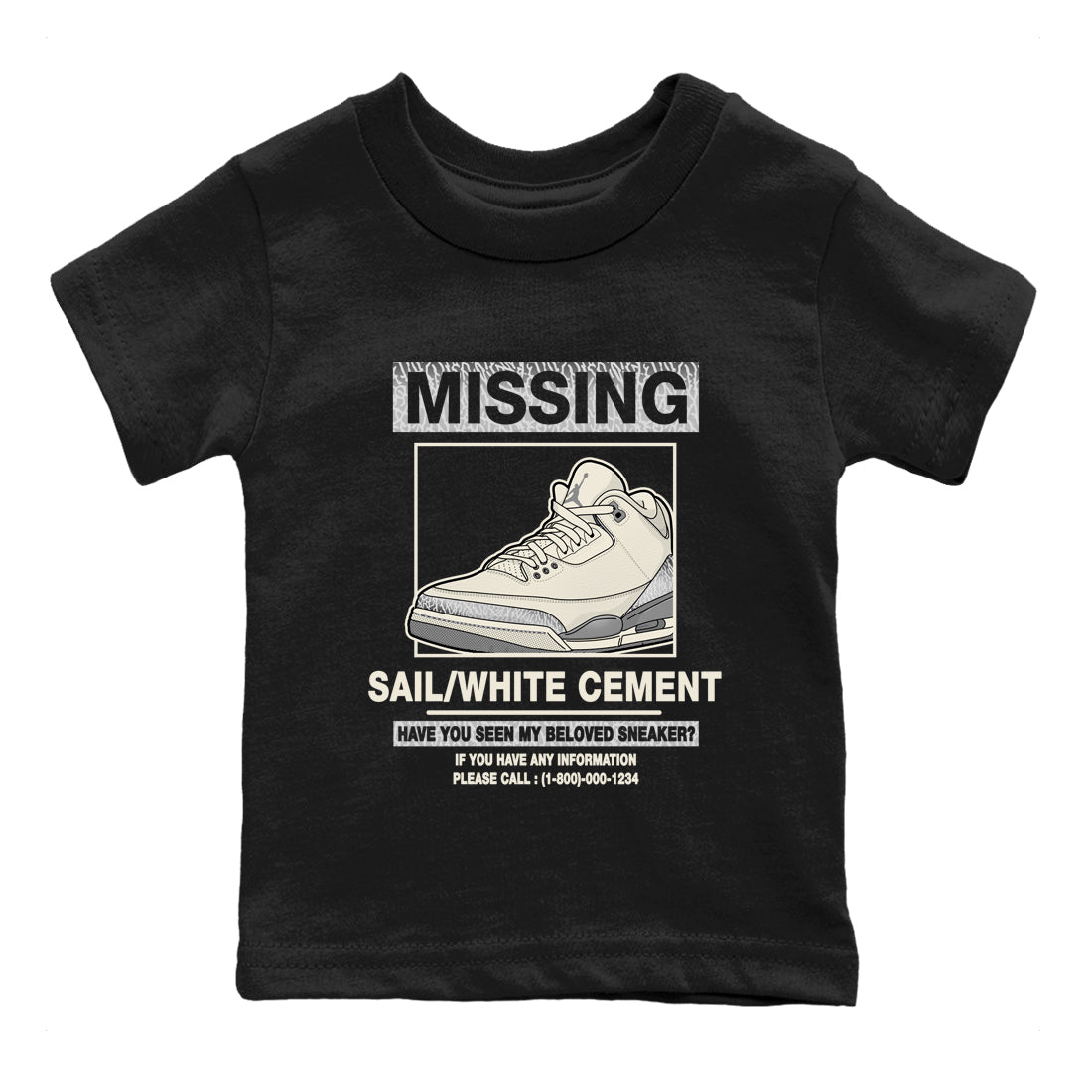 3s Sail and Cement Grey shirts to match jordans Missing Sneaker sneaker match tees Air Jordan 3 Retro Sail and Cement Grey match shoes to clothes SNRT Sneaker Tees Youth Baby Black 2 tee