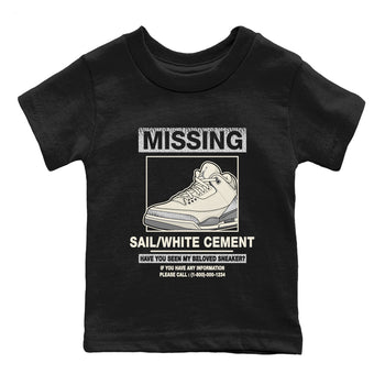3s Sail and Cement Grey shirts to match jordans Missing Sneaker sneaker match tees Air Jordan 3 Retro Sail and Cement Grey match shoes to clothes SNRT Sneaker Tees Youth Baby Black 2 tee