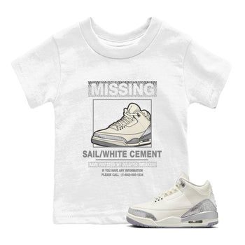 3s Sail and Cement Grey shirts to match jordans Missing Sneaker sneaker match tees Air Jordan 3 Retro Sail and Cement Grey match shoes to clothes SNRT Sneaker Tees Youth Baby White 1 tee