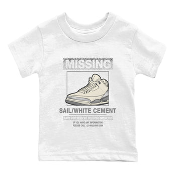 3s Sail and Cement Grey shirts to match jordans Missing Sneaker sneaker match tees Air Jordan 3 Retro Sail and Cement Grey match shoes to clothes SNRT Sneaker Tees Youth Baby White 2 tee