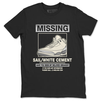 3s Sail and Cement Grey shirts to match jordans Missing Sneaker sneaker match tees Air Jordan 3 Retro Sail and Cement Grey match shoes to clothes SNRT Sneaker Tees unisex cotton Black 2 shirts