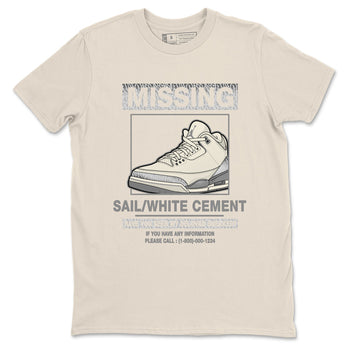 3s Sail and Cement Grey shirts to match jordans Missing Sneaker sneaker match tees Air Jordan 3 Retro Sail and Cement Grey match shoes to clothes SNRT Sneaker Tees unisex cotton Natural 2 shirts