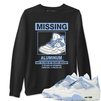 Missing Sneaker sneaker match t-shirt styled to complete your fit with the Air Jordan 4 Aluminum sneakers, shown in Black 1.